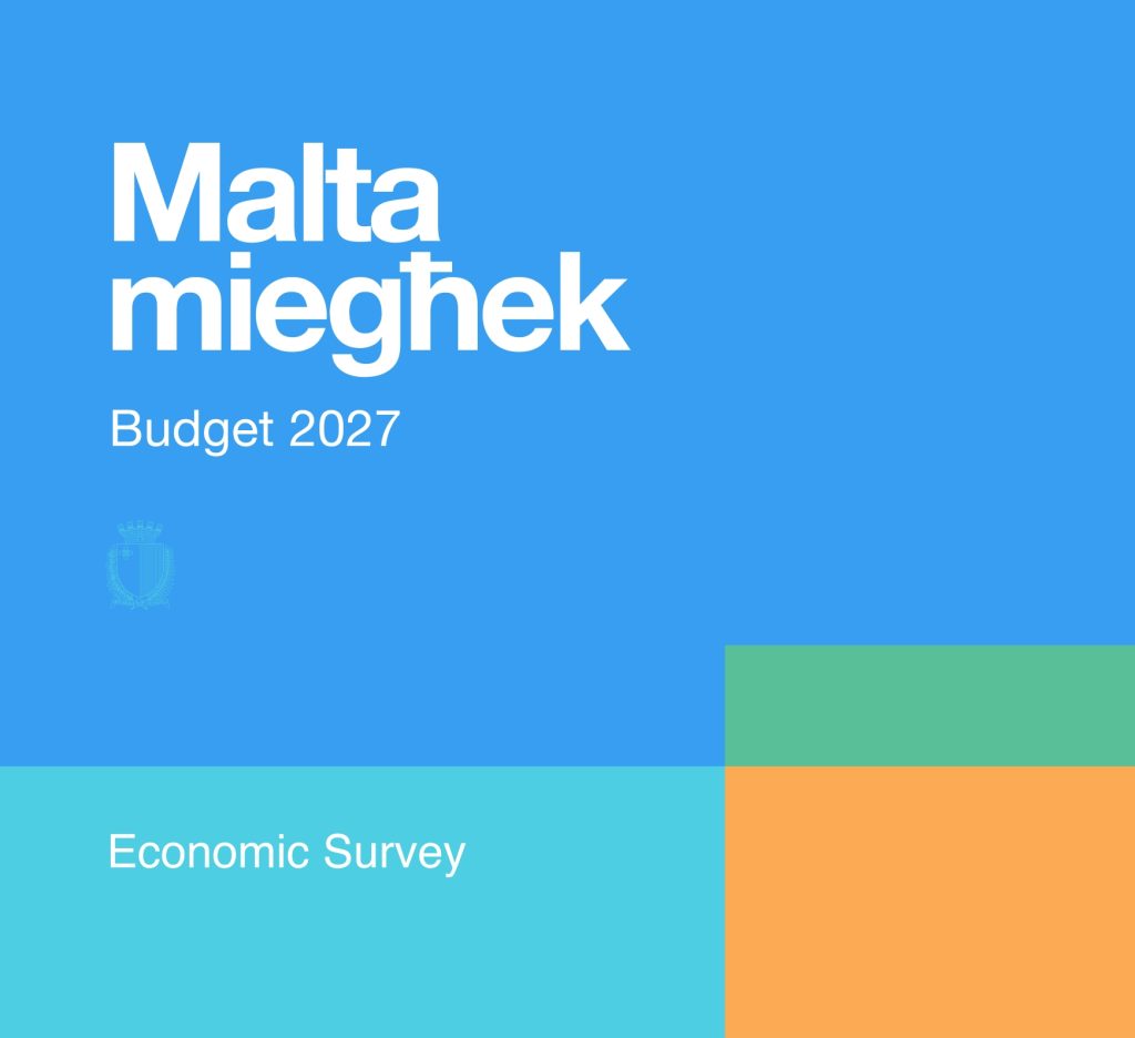 Cover of the Budget 2027 Economic Survey Titled “Malta miegħek”